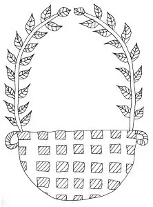 Braided basket with leafy handles