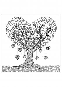 Discover our Heart Tree (Flowers & vegetation Coloring Page)