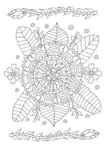 Simple flowers and patterns (Flowers & vegetation Coloring Page)