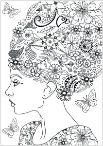 Printable Flower complex coloring sheets for adults