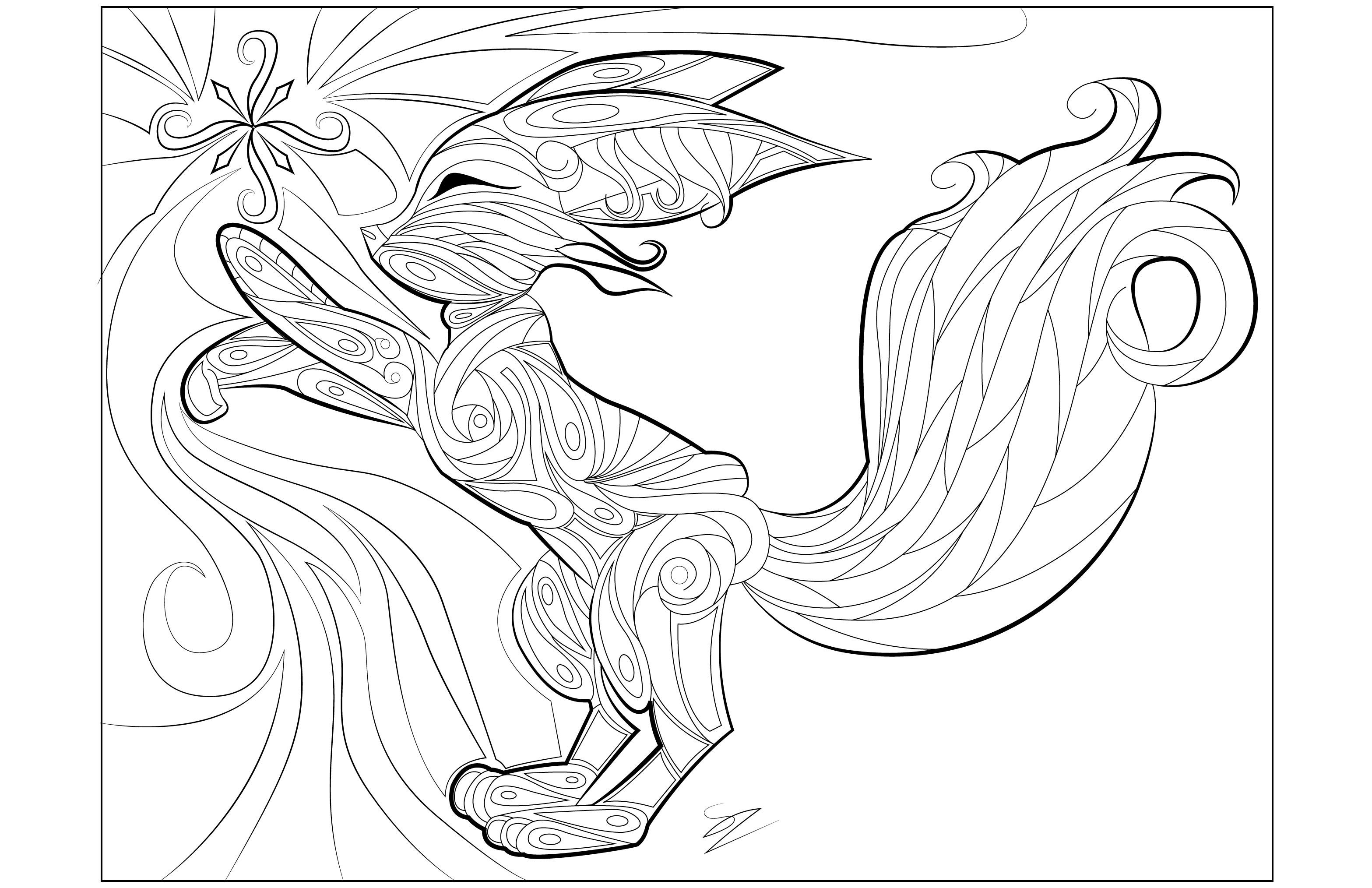 Fennec fox Doodle Foxes Adult Coloring Pages