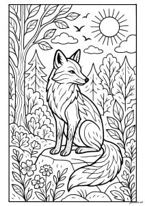 Le Renard Observateur (Fox Coloring Page)