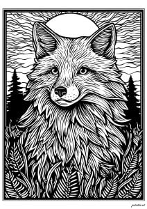 Serenity of a fox (Coloring Page)