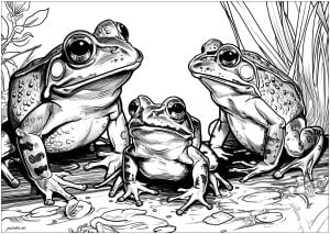 Three frogs (Coloring Page)
