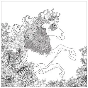 Horse with floral elements
