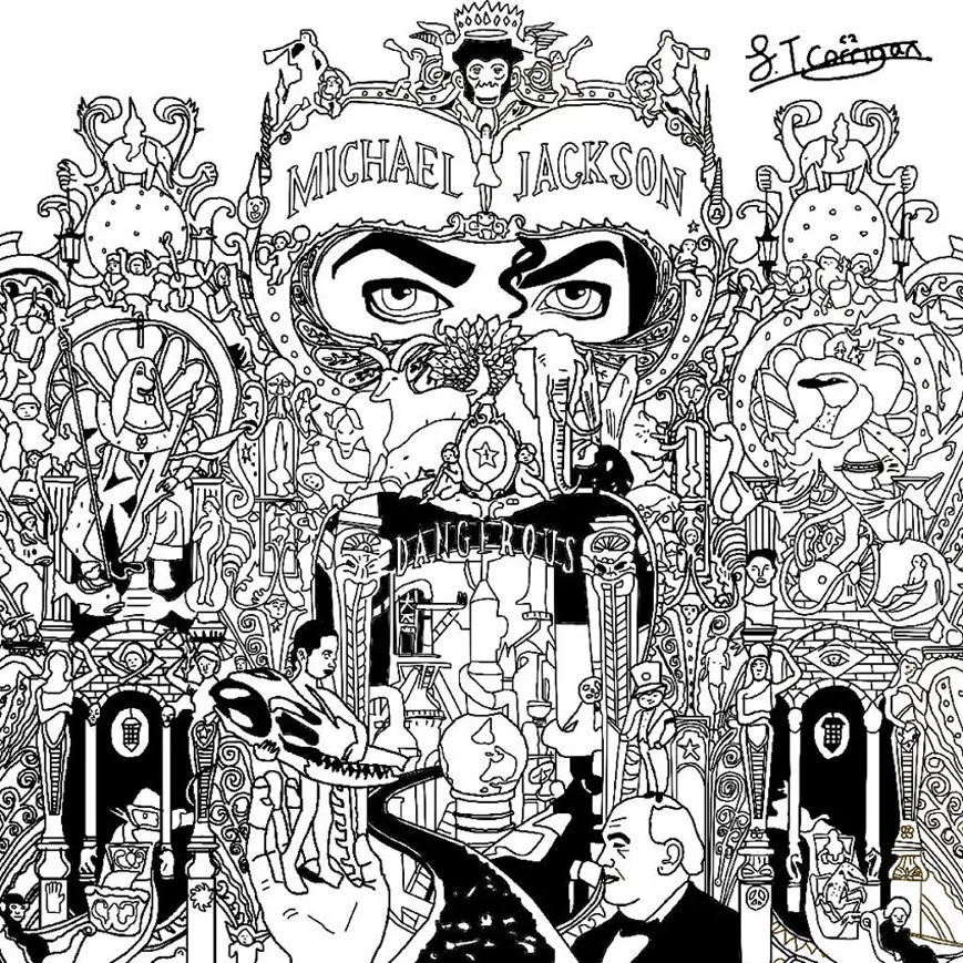Michael jackson dangerous (Printable Unclassifiable Coloring Page for adults)