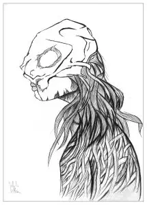 Coloring page of a devil in manga / anime style