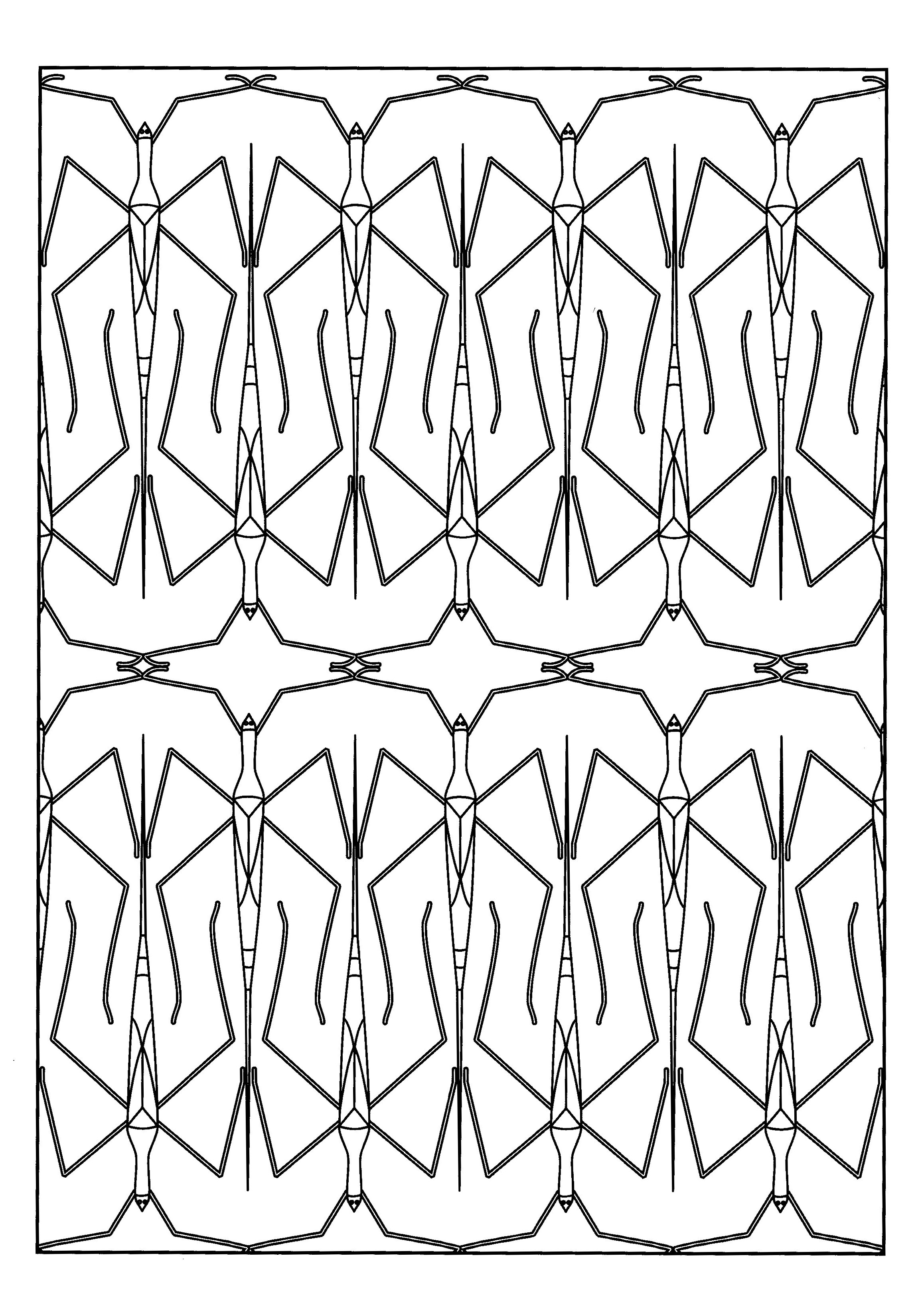 Stick insects to color ... a symmetric coloring page
