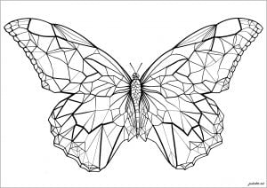 Butterfly with geometric wings (Butterflies & Insects Coloring Page)