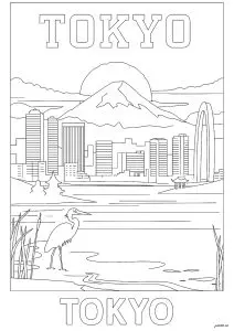 Tokio: Edificio y Monte Fuji