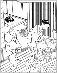 Japan Two Women On A Veranda