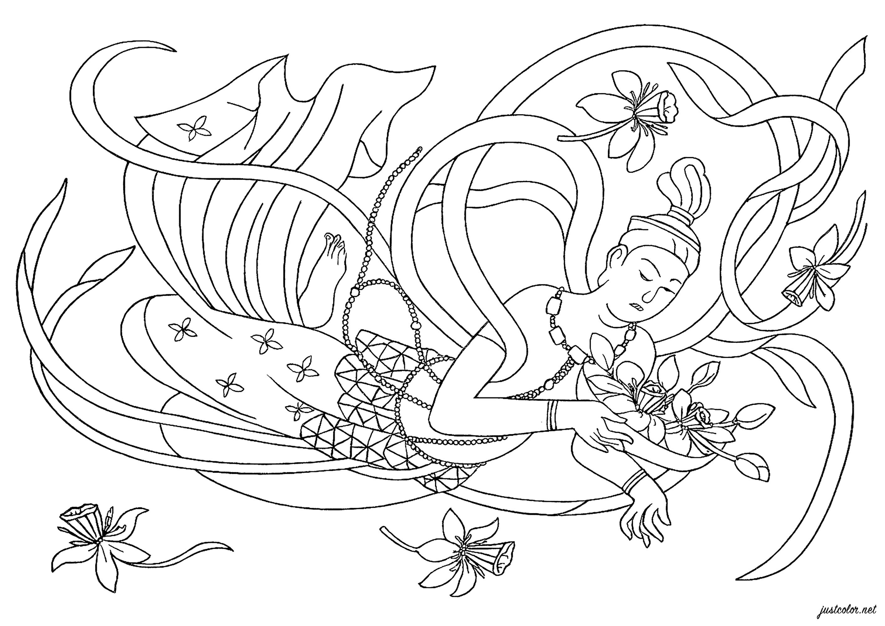 Sky Dragon – From the Ceiling of Sensō-ji Temple (Printable Japan Coloring Page for adults)