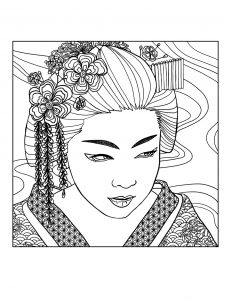 Coloring adult geisha face by mizu
