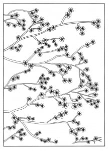 Cherry blossom tree (Japan Coloring Page)