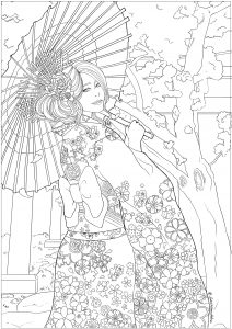 Japanese coloring pages for adults