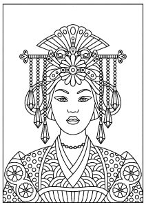 Drawing of a Japanese empress (Japan Coloring Page)