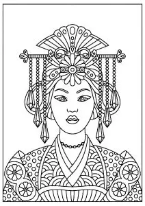 Drawing of a Japanese empress