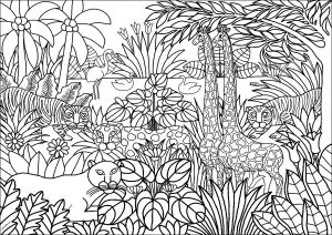 Jungle animals (naive art style)
