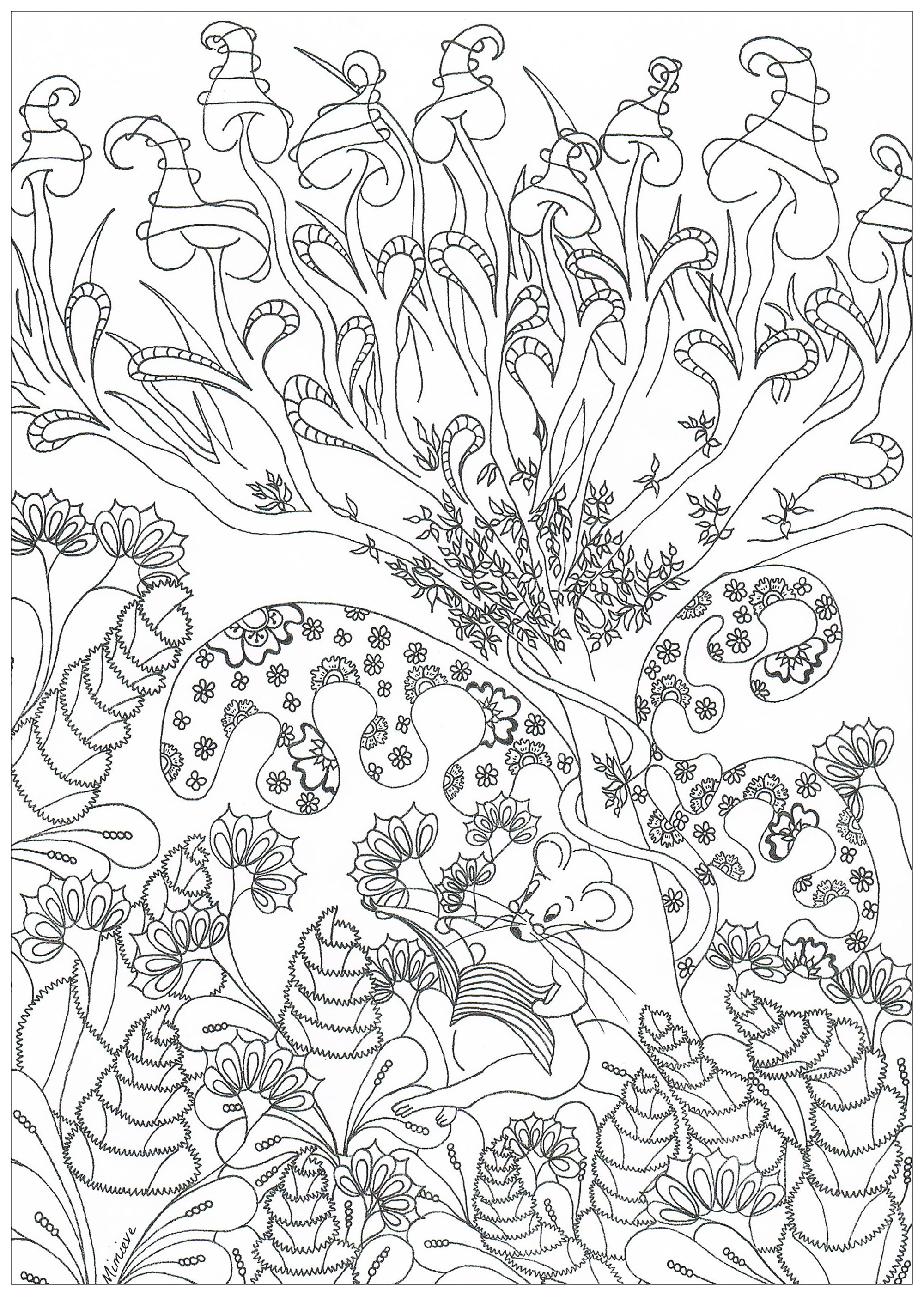 Enchanted Forest Jungle Forest Adult Coloring Pages