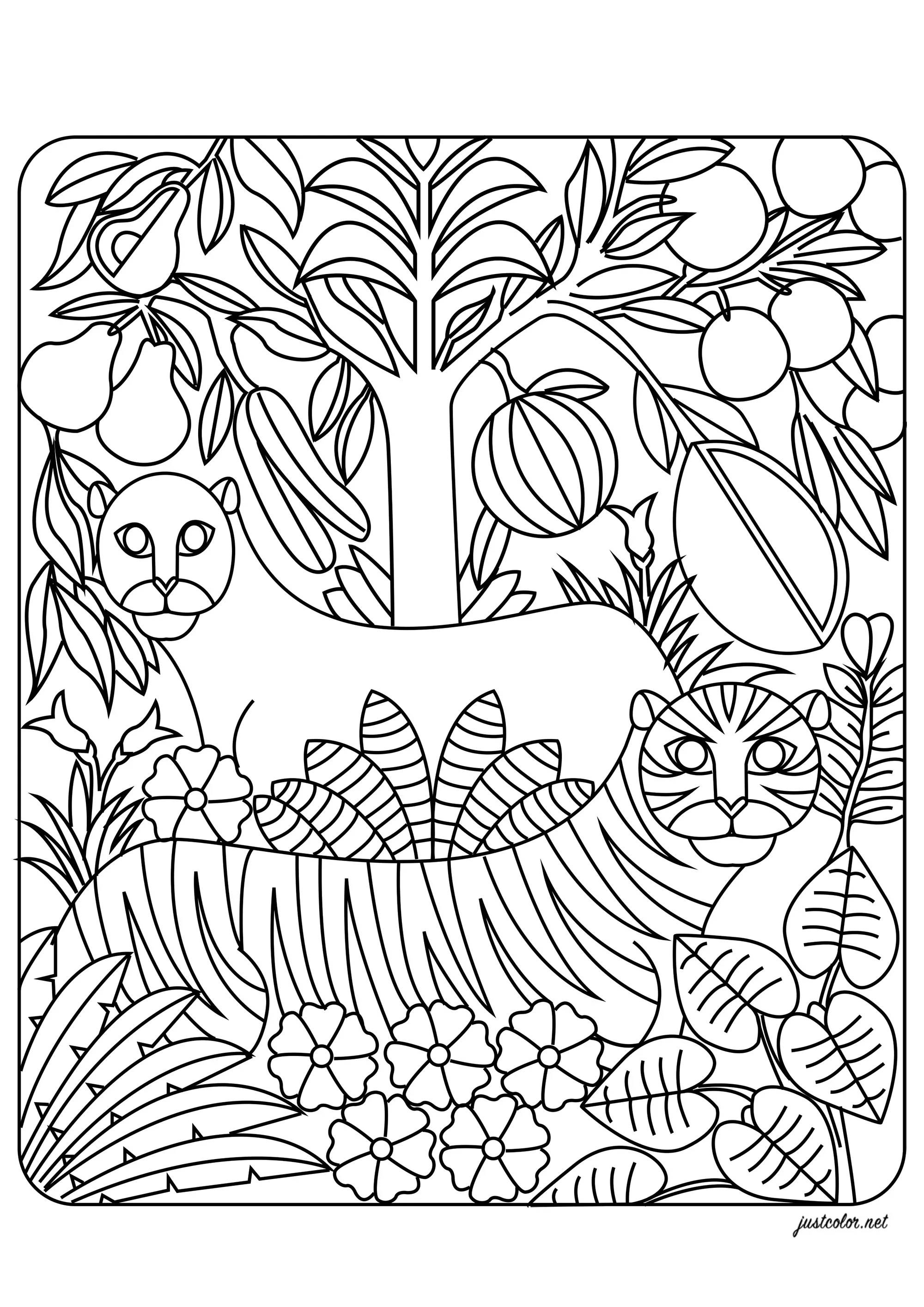 Jungle-forest-29869 (Printable Jungle & Forest Coloring Page for adults)