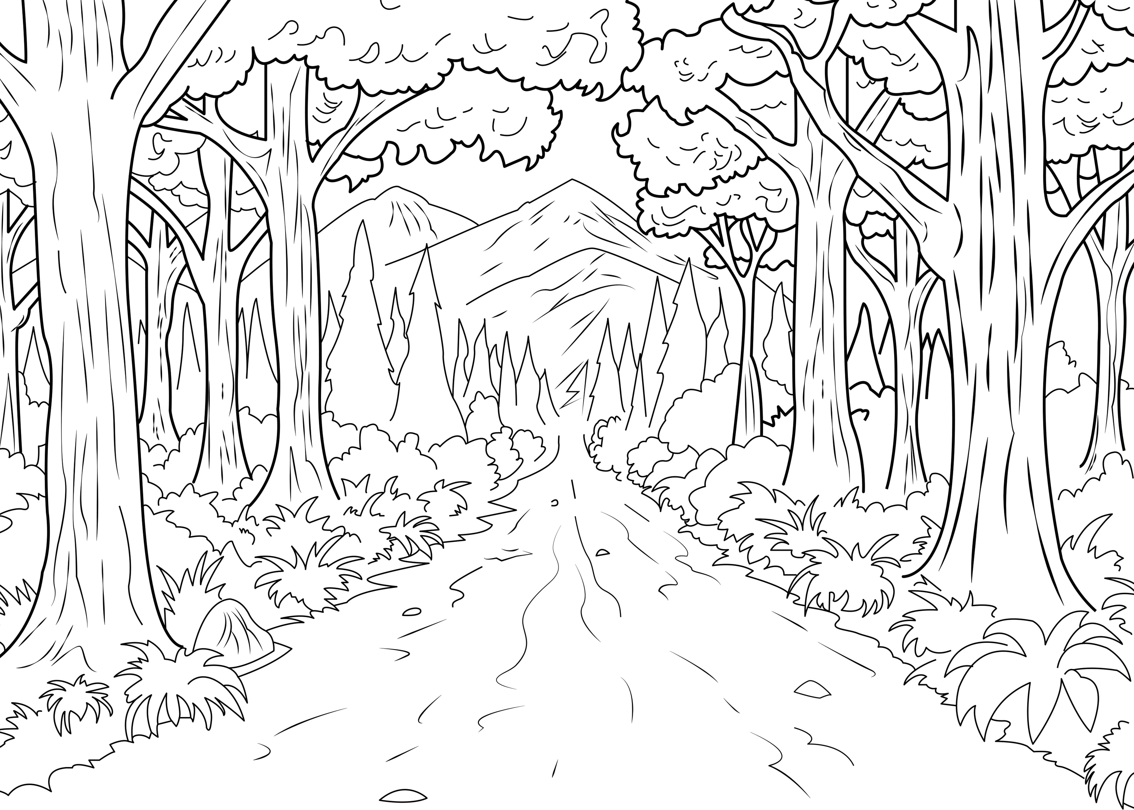 A coloring page of forest made by Celine