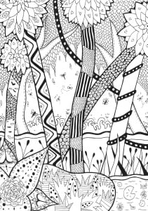 Coloring page adults forest rachel