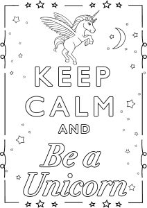 Coloring Keep Calm and be a unicorn