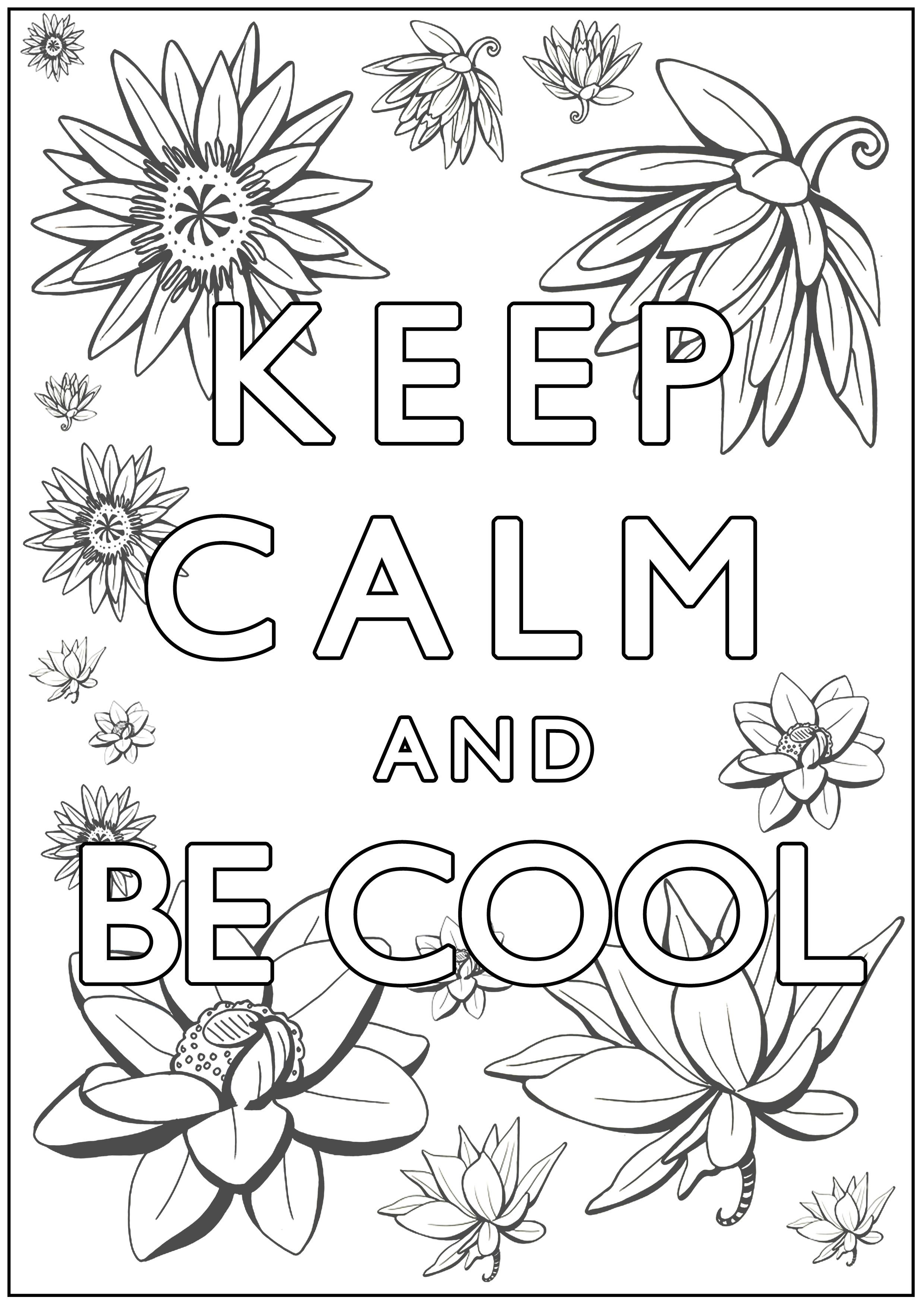 Keep Calm and Be Cool : Lotus flowers in background