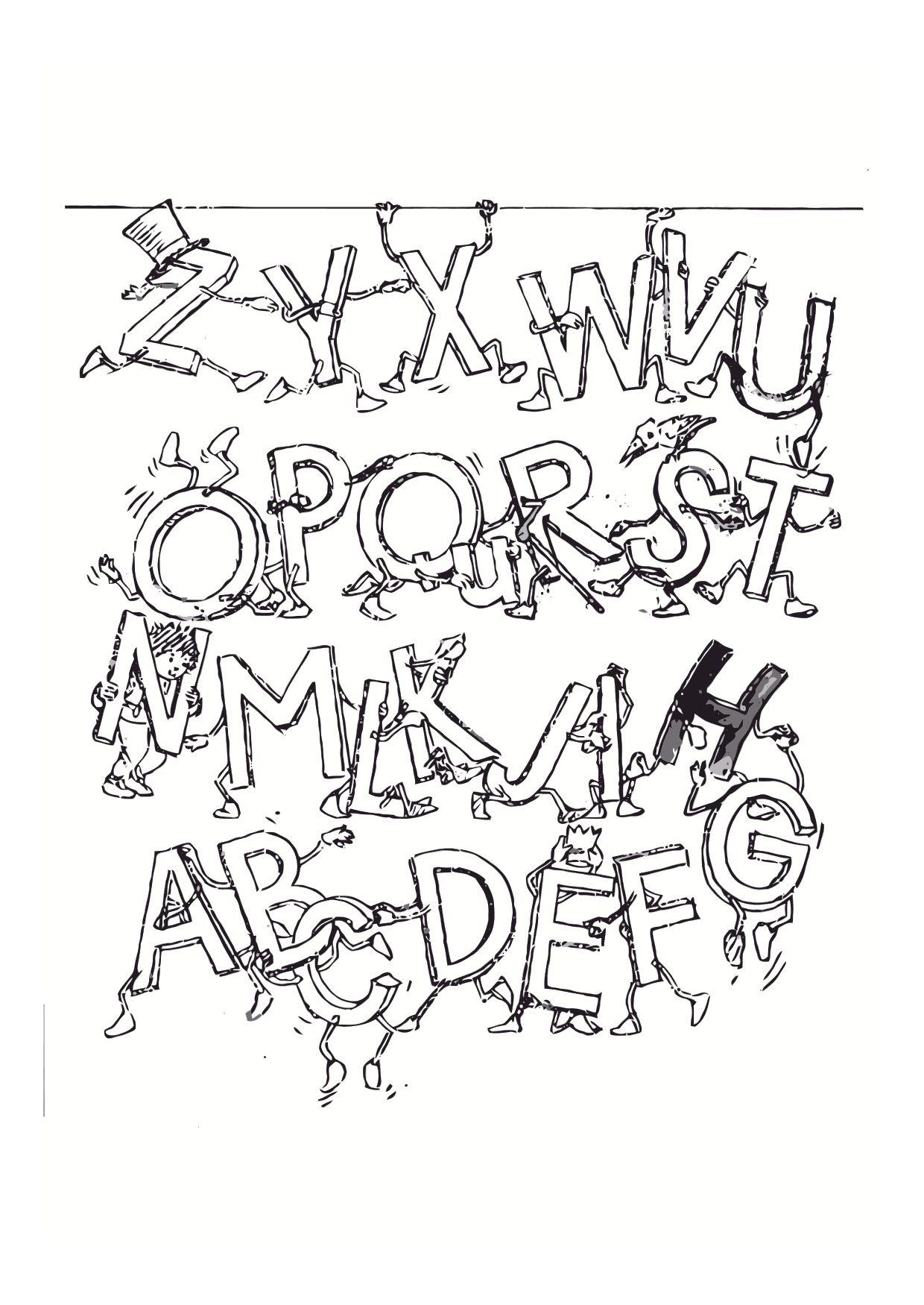 Funny alphabet to print & color