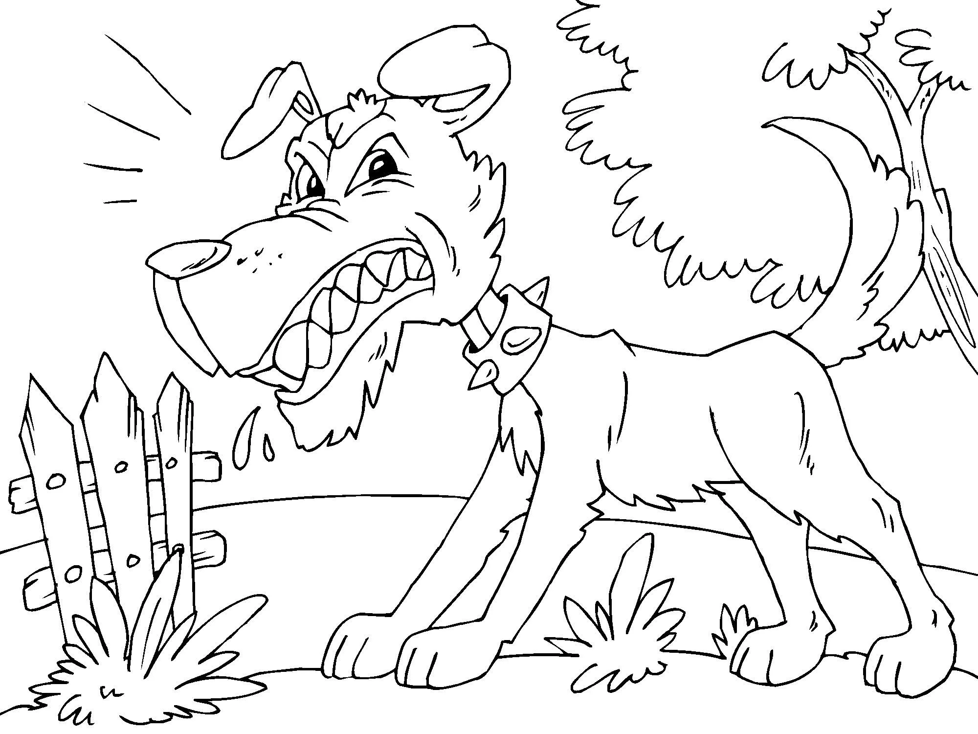 Angry dog (Printable Animals Coloring Page for adults)