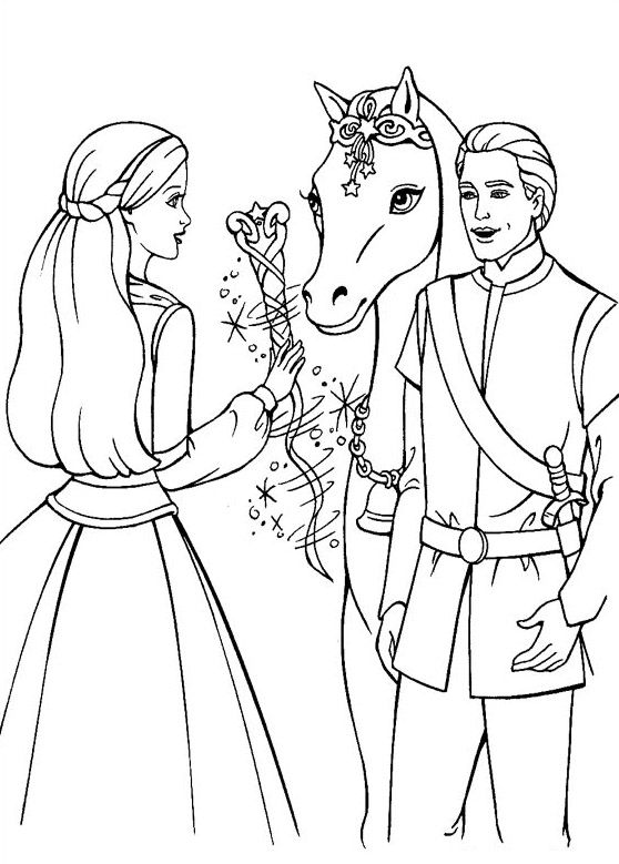 Barbie And Horse Coloring Pages For Girls - Coloring Pages