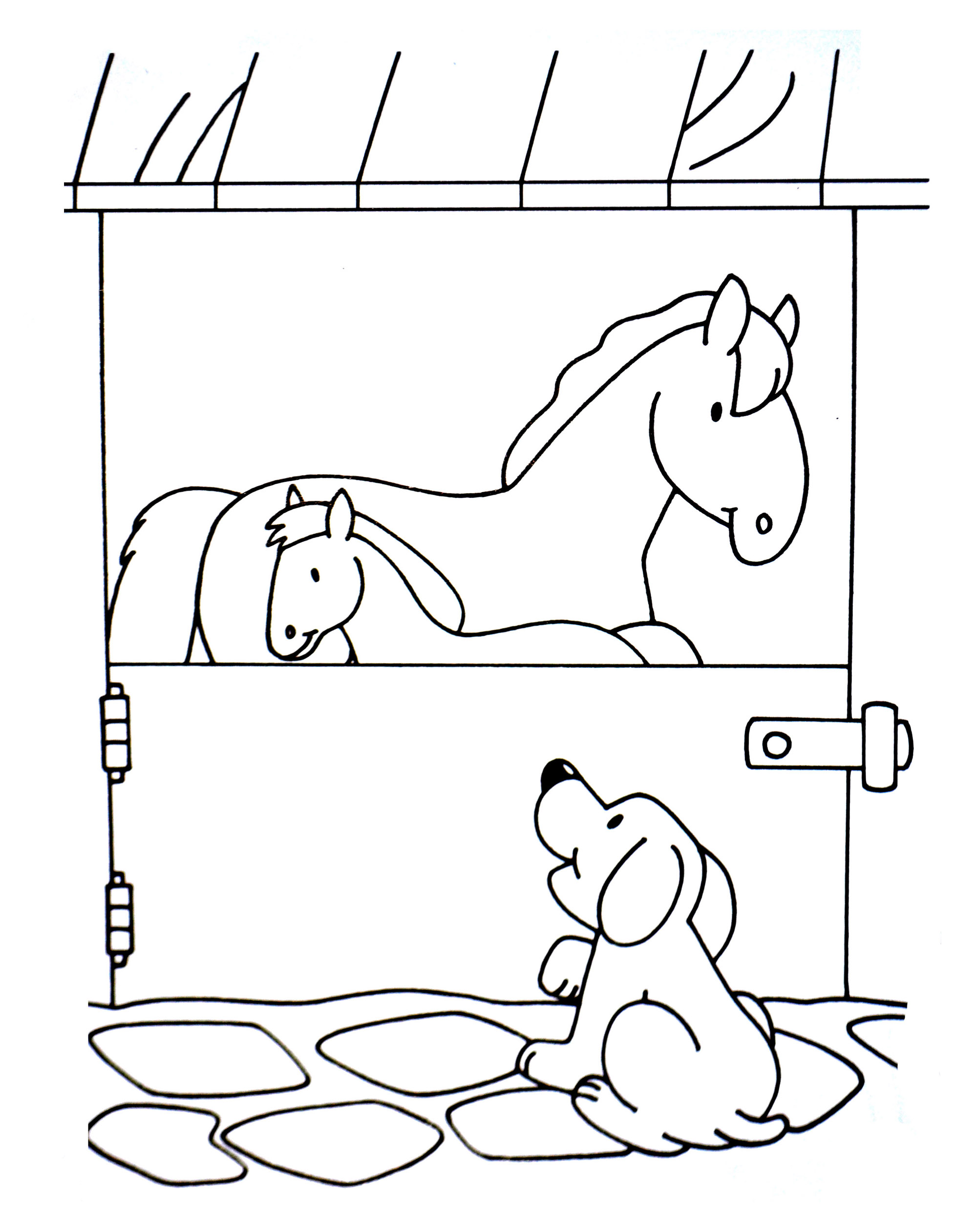 Dog and horses