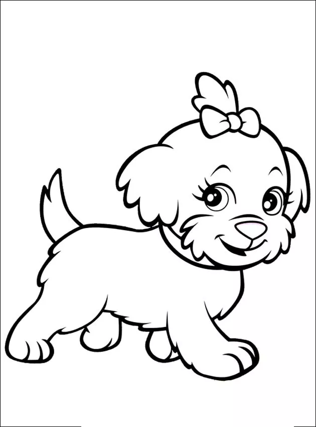 Little dog girl (Printable Animals Coloring Page for adults)