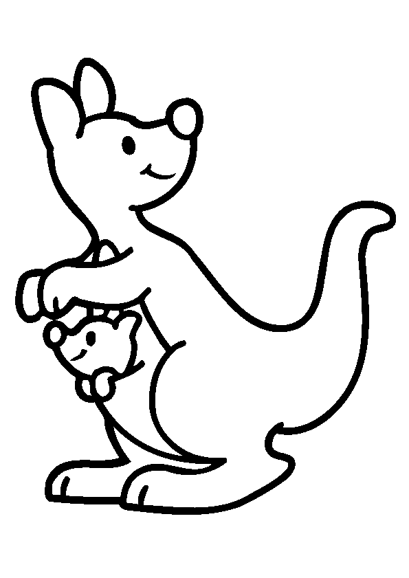 Simple kangaro - Animal Coloring pages for kids to print & color