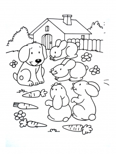 coloring-dog-with-rabbit-friends