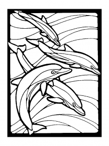 coloring-dolphins-stained-glass-style