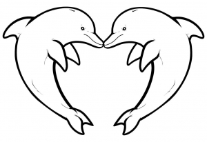 Coloring two dolphins forming a heart