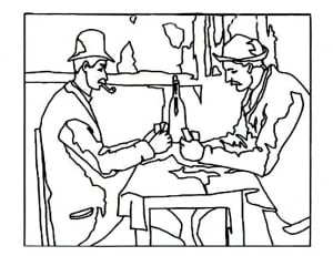 coloring-cezanne-card-players (Images tagged "modern-art" Coloring Page)