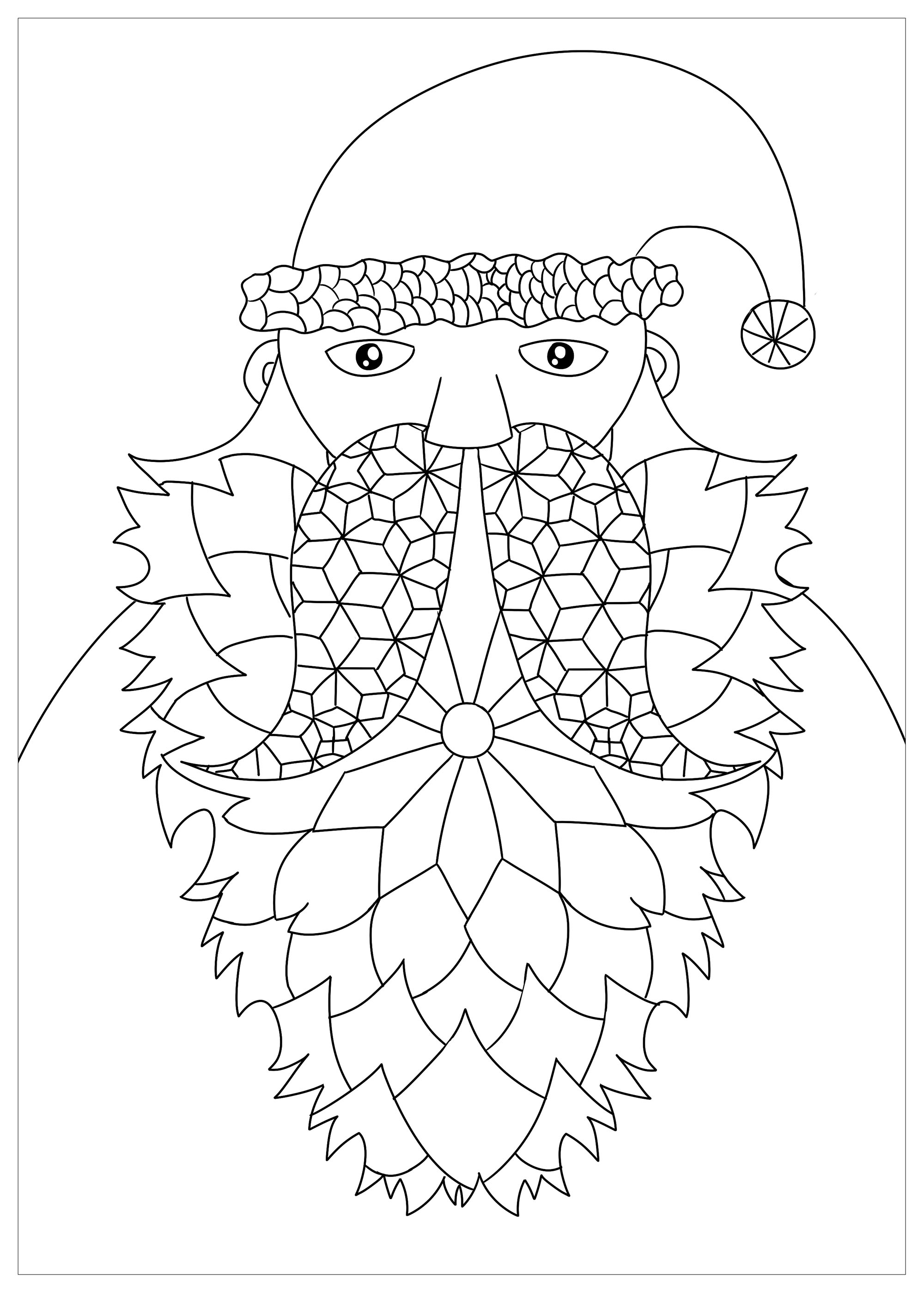 Santa Claus with a beard composed of geometric elements