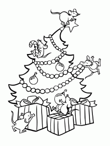 Coloring christmas tree and gifts