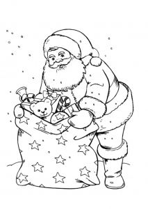 Coloring santa claus basket gifts