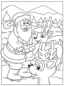 Coloring santa claus reindeers