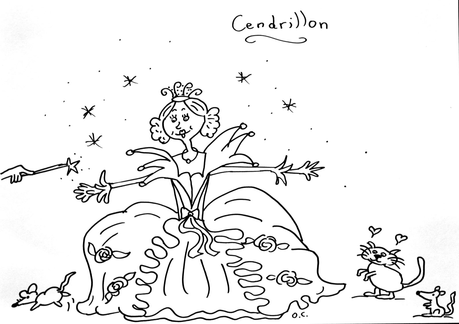 Cinderella : Exclusive coloring page for kids !