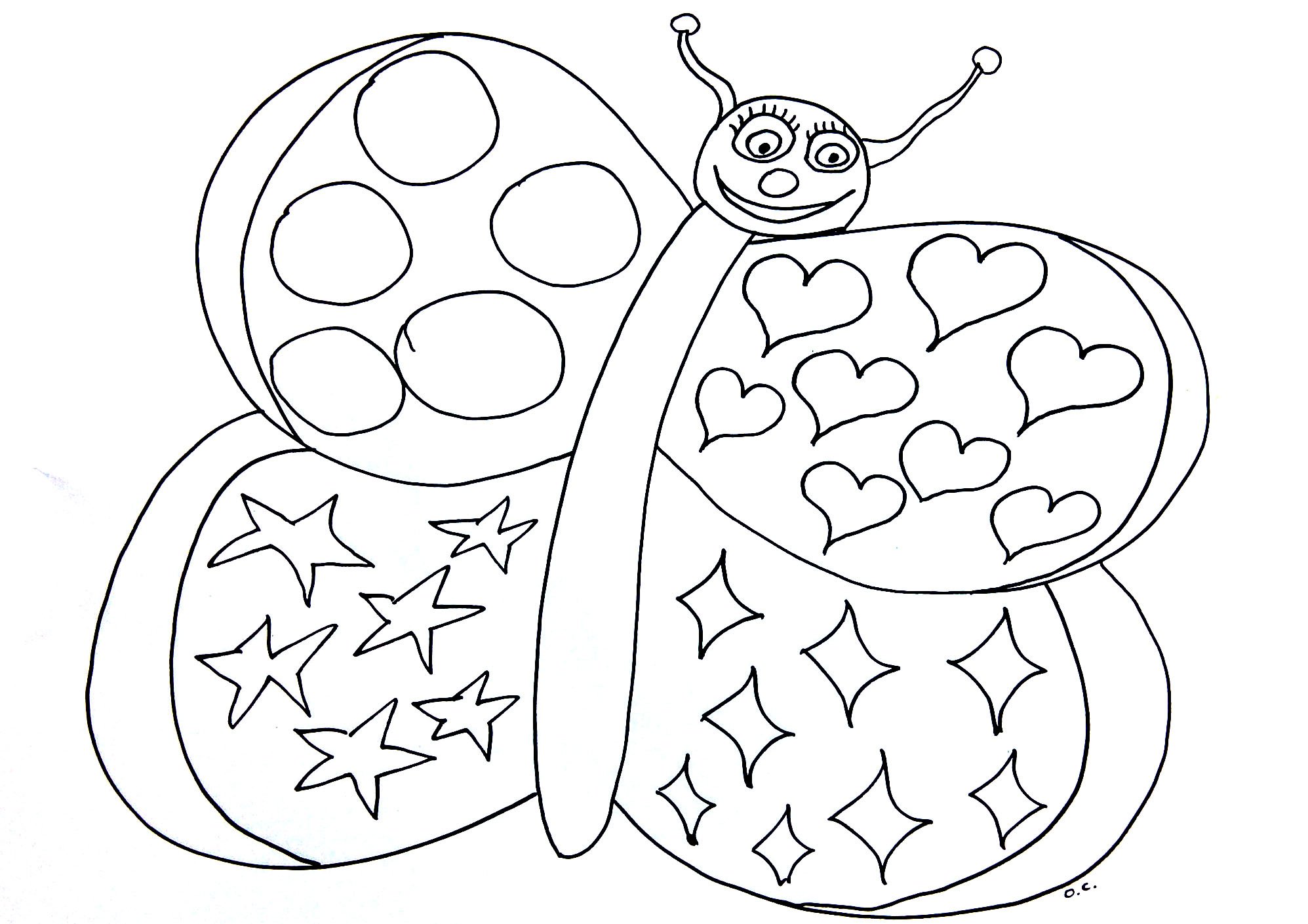 Kid coloring page of a butterfly, for the younger kids