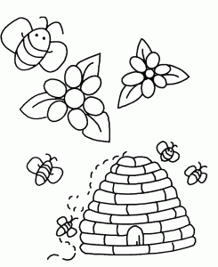 coloring-bees-and-flowers