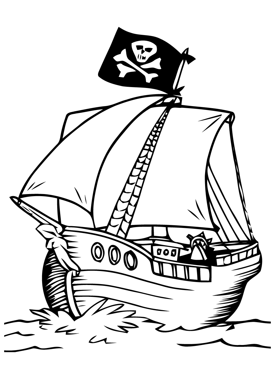 Beautiful pirate boat to color
