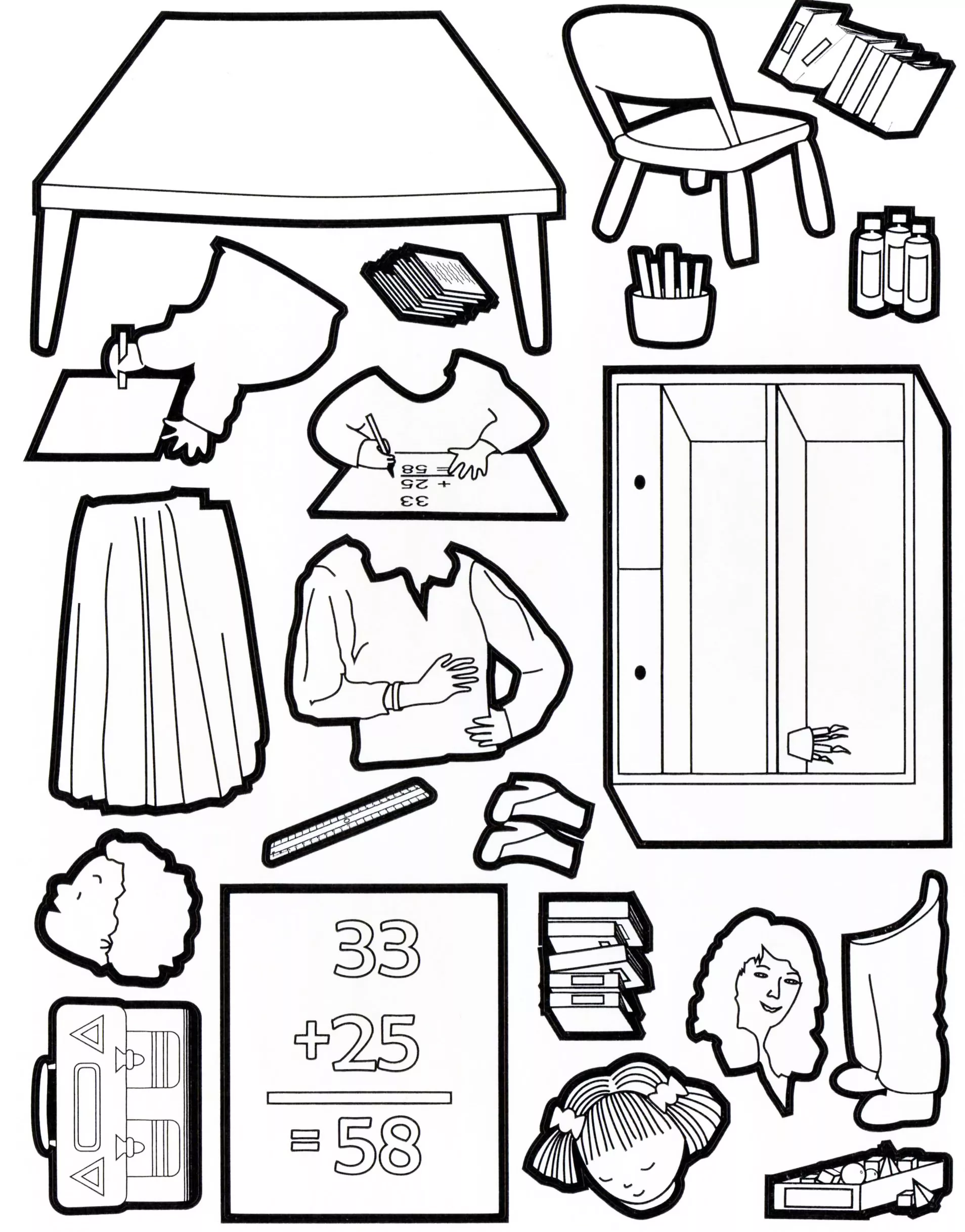 Back to school cutting (Printable School boy Coloring Page for adults)