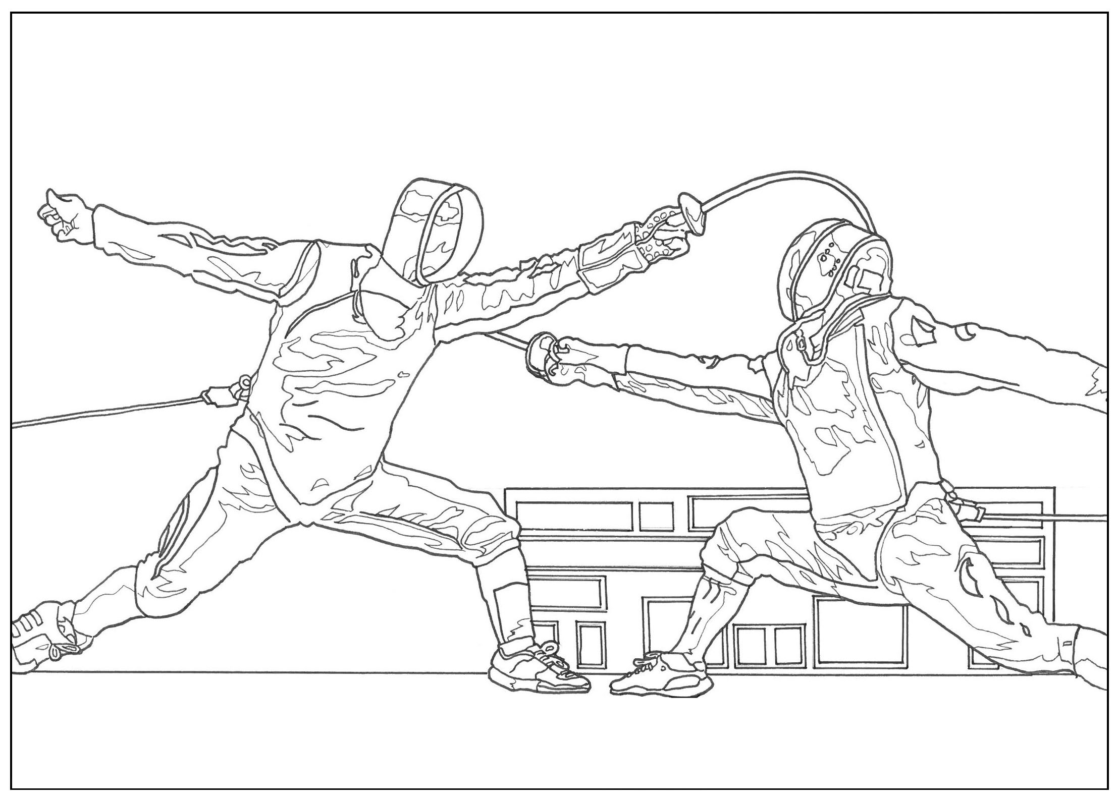 Sport coloring page for kids : Fencing