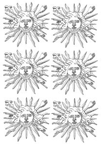 Printable Royal Coloring Page for adults : Symbols-louis-14-sun-king-2