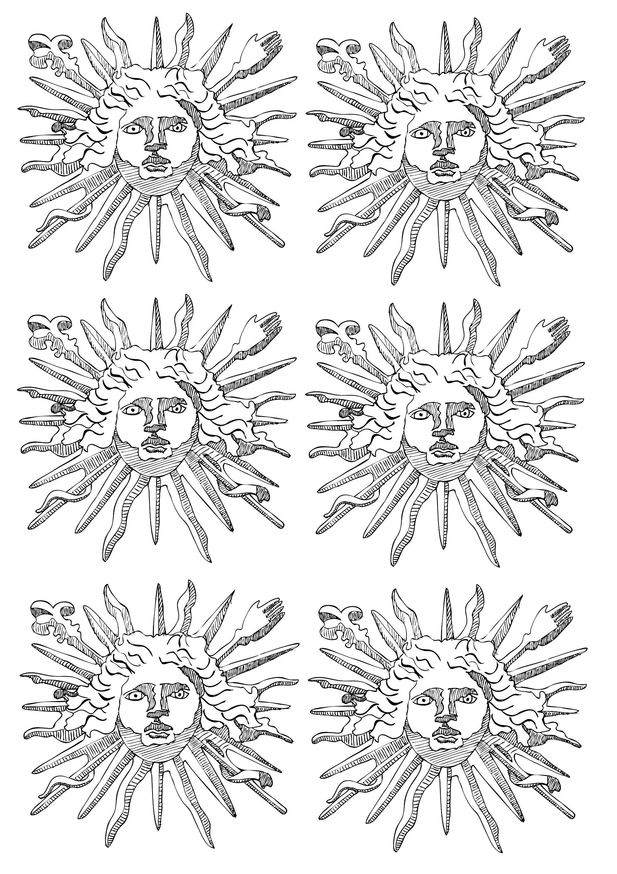 Symbols louis 14 sun king - 2 (Printable Royal Coloring Page for adults)